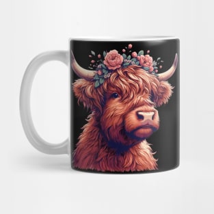 Funny highland cow with flower crown Mug